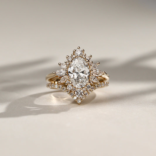 1.40 CT Oval Cluster Moissanite Engagement Ring