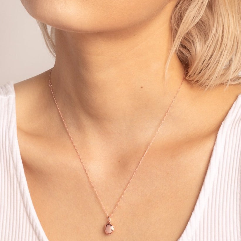 Engraved Oval Shaped Photo Pendant Necklace
