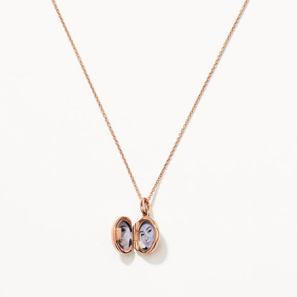 Engraved Oval Shaped Photo Pendant Necklace