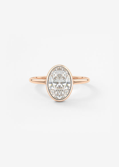 Oval Bezel/ Split Shank Lab Grown Diamond Engagement Ring