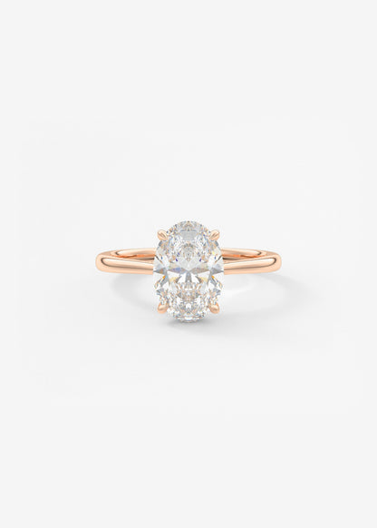Oval Hidden Halo/Cathedral Lab Grown Diamond Engagement Ring