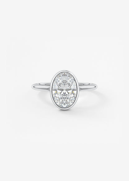 Oval Bezel/ Split Shank Lab Grown Diamond Engagement Ring