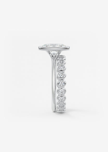 Oval Bezel/ Split Shank Lab Grown Diamond Engagement Ring