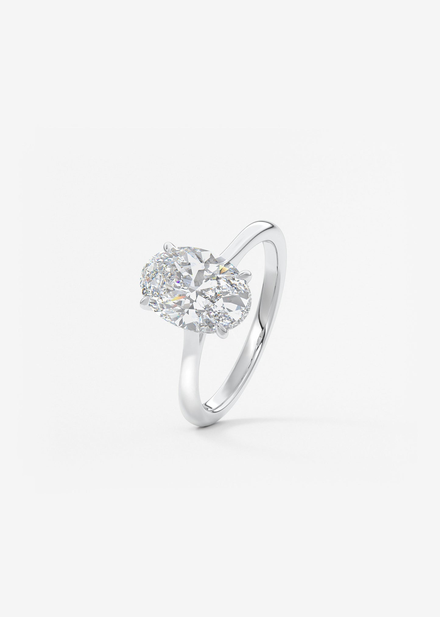 Oval Hidden Halo/Cathedral Lab Grown Diamond Engagement Ring