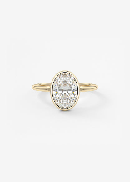 Oval Bezel/ Split Shank Lab Grown Diamond Engagement Ring