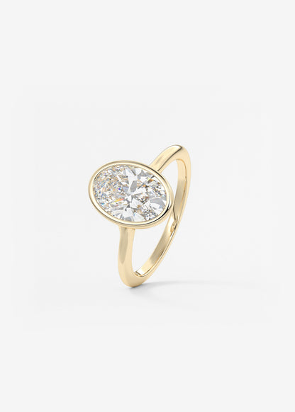 Oval Bezel/ Split Shank Lab Grown Diamond Engagement Ring
