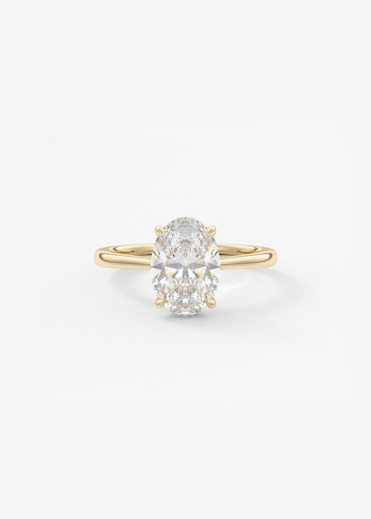 Oval Hidden Halo/Cathedral Lab Grown Diamond Engagement Ring