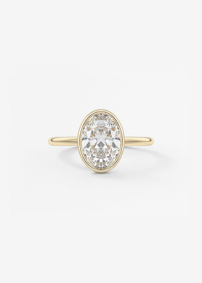 Oval Bezel Lab Grown Diamond Engagement Ring