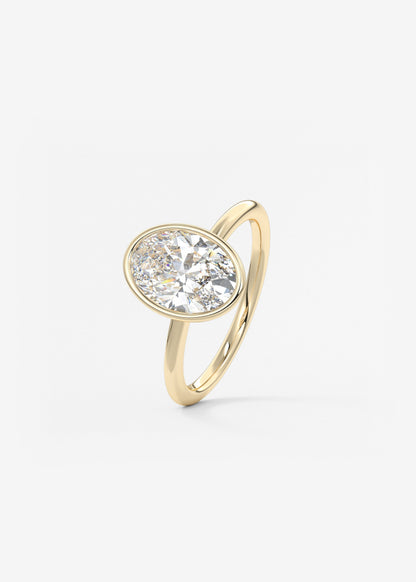 Oval Bezel Lab Grown Diamond Engagement Ring