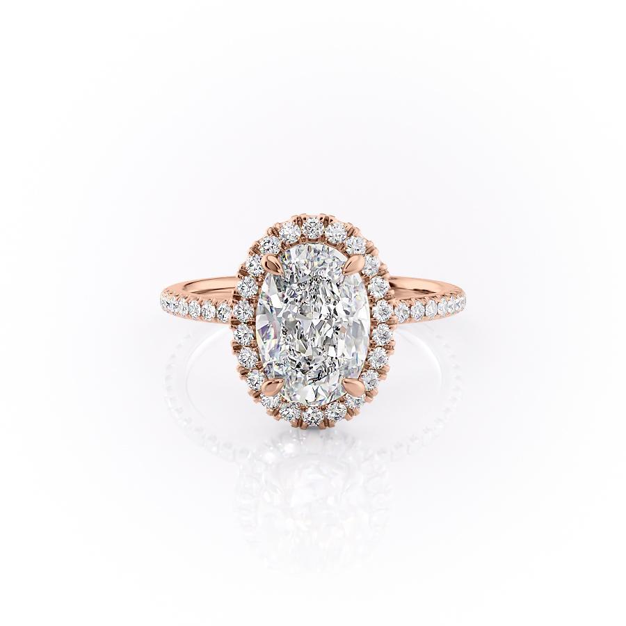 2.10 CT Oval Cut Halo Pave Setting Moissanite Engagement Ring