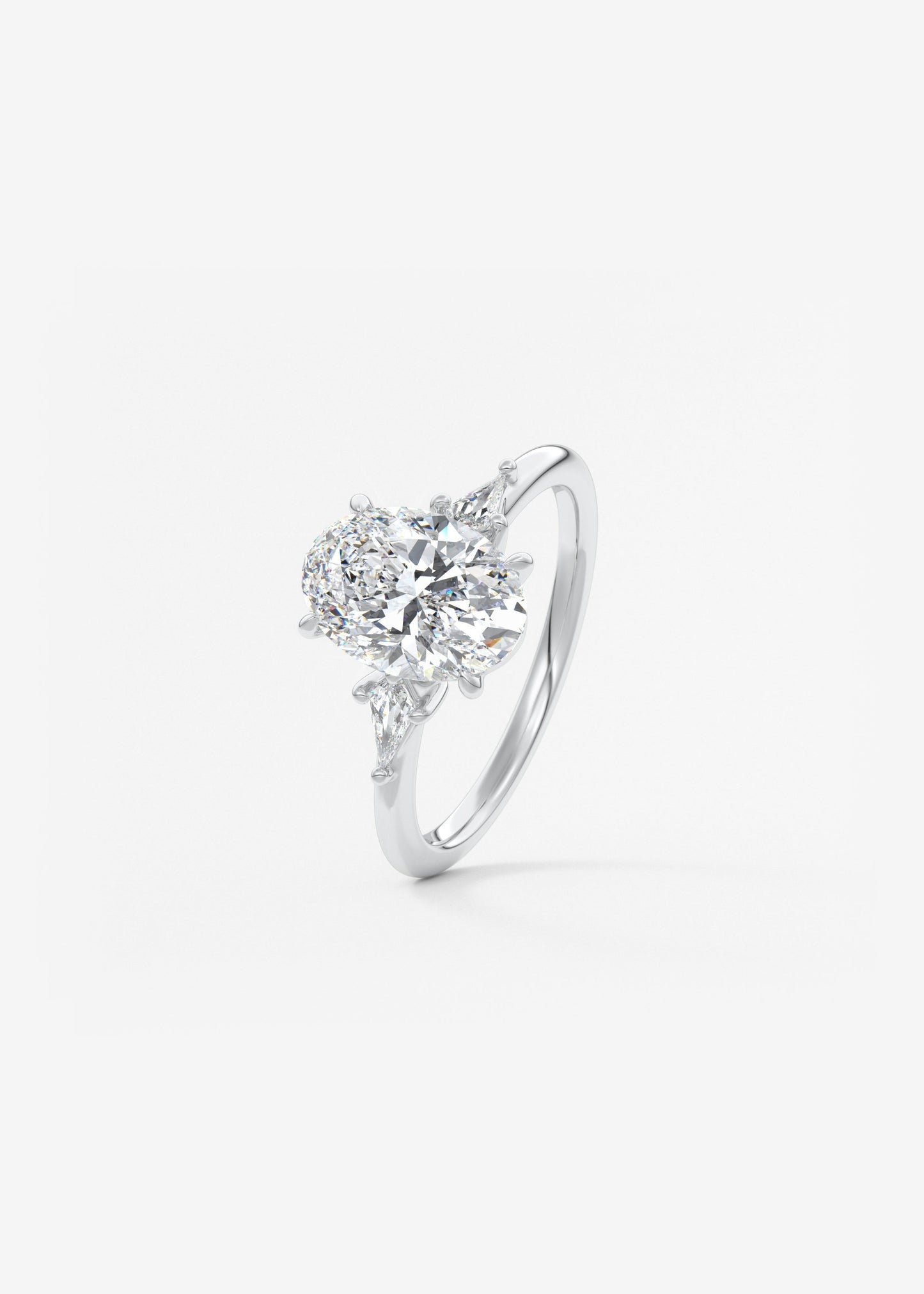 Oval Three Stone Lab Grown Diamond Engagement Ring