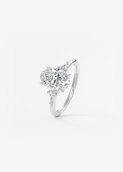 Oval Three Stone Lab Grown Diamond Engagement Ring