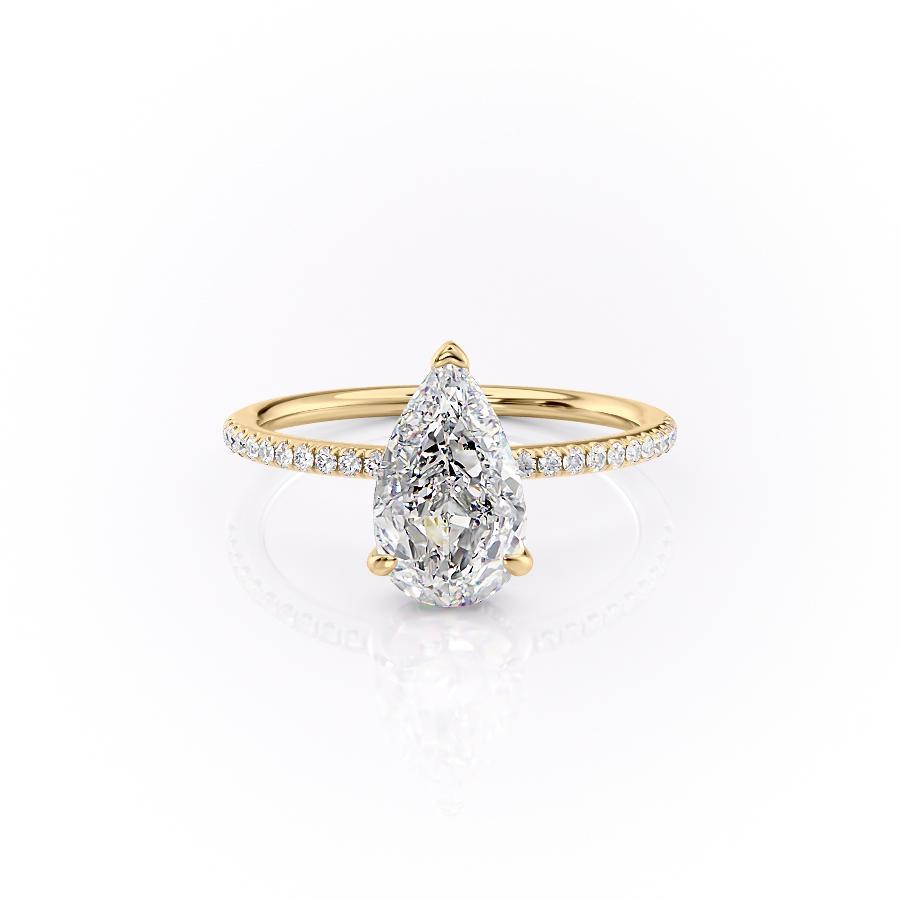 2.0 CT Pear Cut Solitaire Pave Setting Moissanite Engagement Ring
