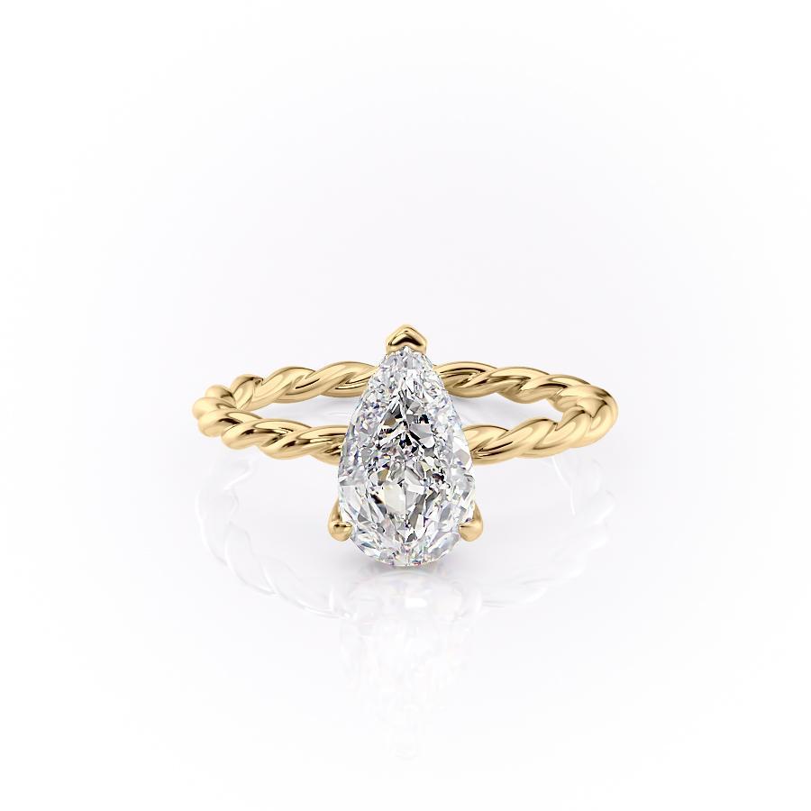 2.0 CT Pear Shaped Solitaire Twisted Rope Moissanite Engagement Ring