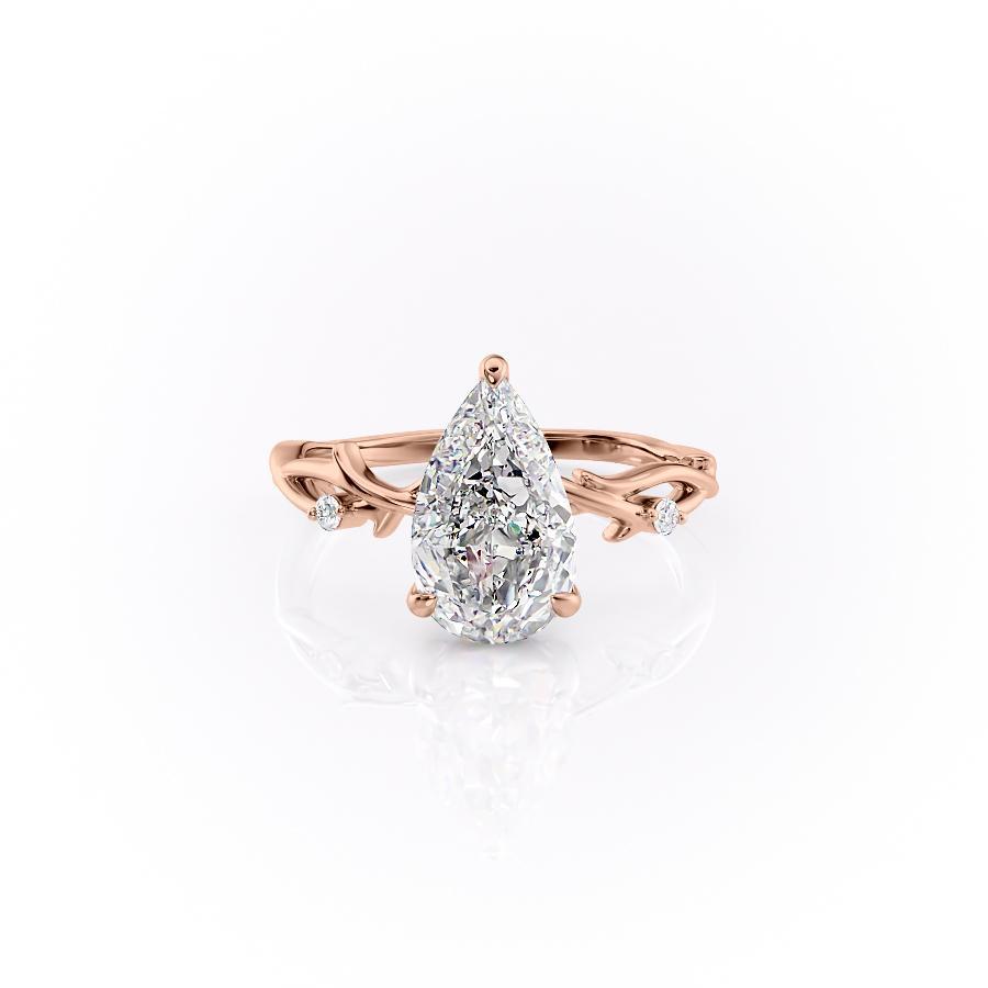 2 CT Pear Cut Solitaire Twig Style Moissanite Engagement Ring