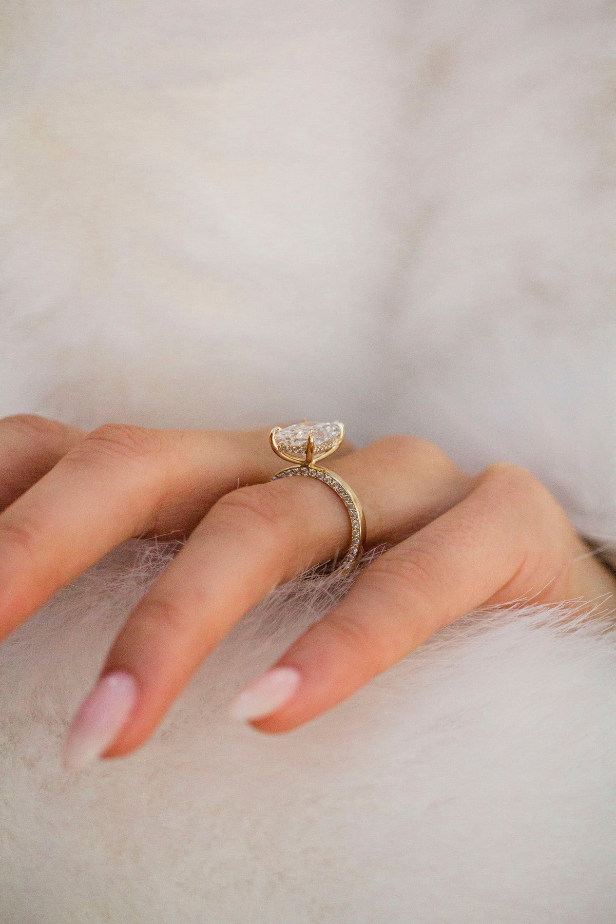 Radiant Lab Grown Diamond Hidden Halo Engagement Ring