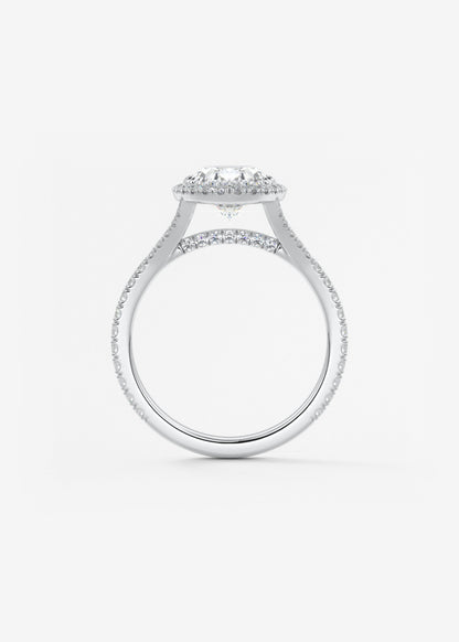 Oval Halo & Pave , Split Shank Lab Grown Diamond Engagement Ring