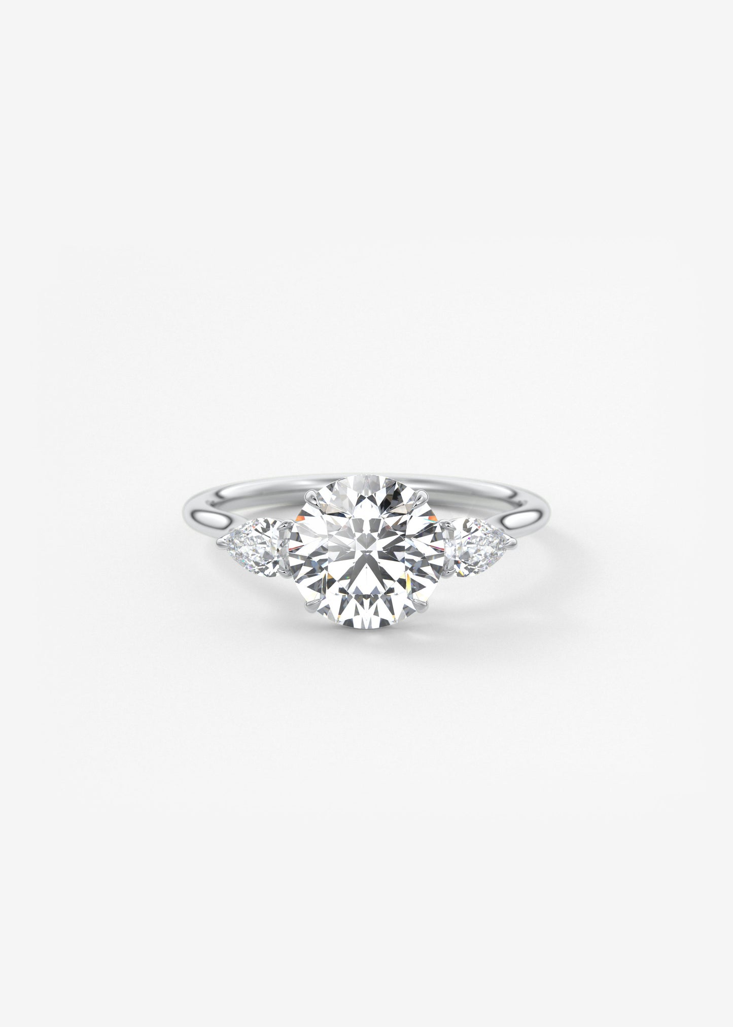 Round Three Stone Lab Grown Diamond Engagement Ring