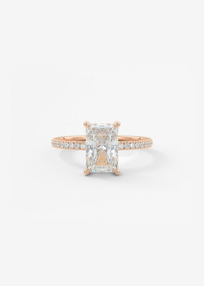 Radiant Hidden Halo Pave Lab Grown Diamond Engagement Ring