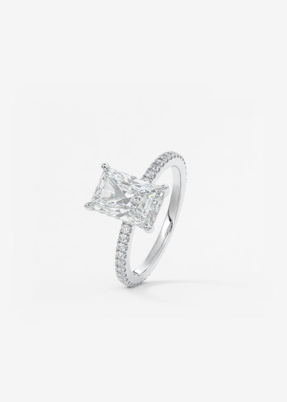 Radiant Hidden Halo Pave Lab Grown Diamond Engagement Ring
