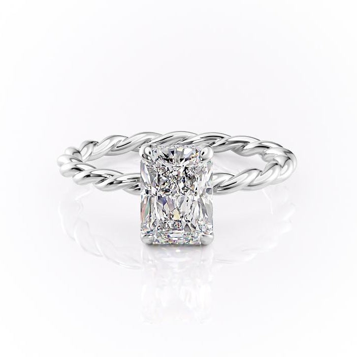 2.0 CT Radiant Cut Solitaire Twisted Rope Moissanite Engagement Ring