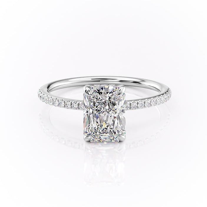 2.0 CT Radiant Cut Solitaire Pave Setting Moissanite Engagement Ring