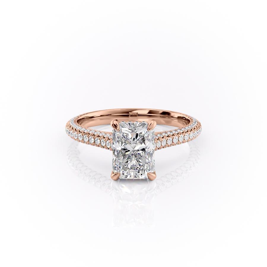 2.1 CT Radiant Cut Solitaire Triple Pave Moissanite Engagement Ring