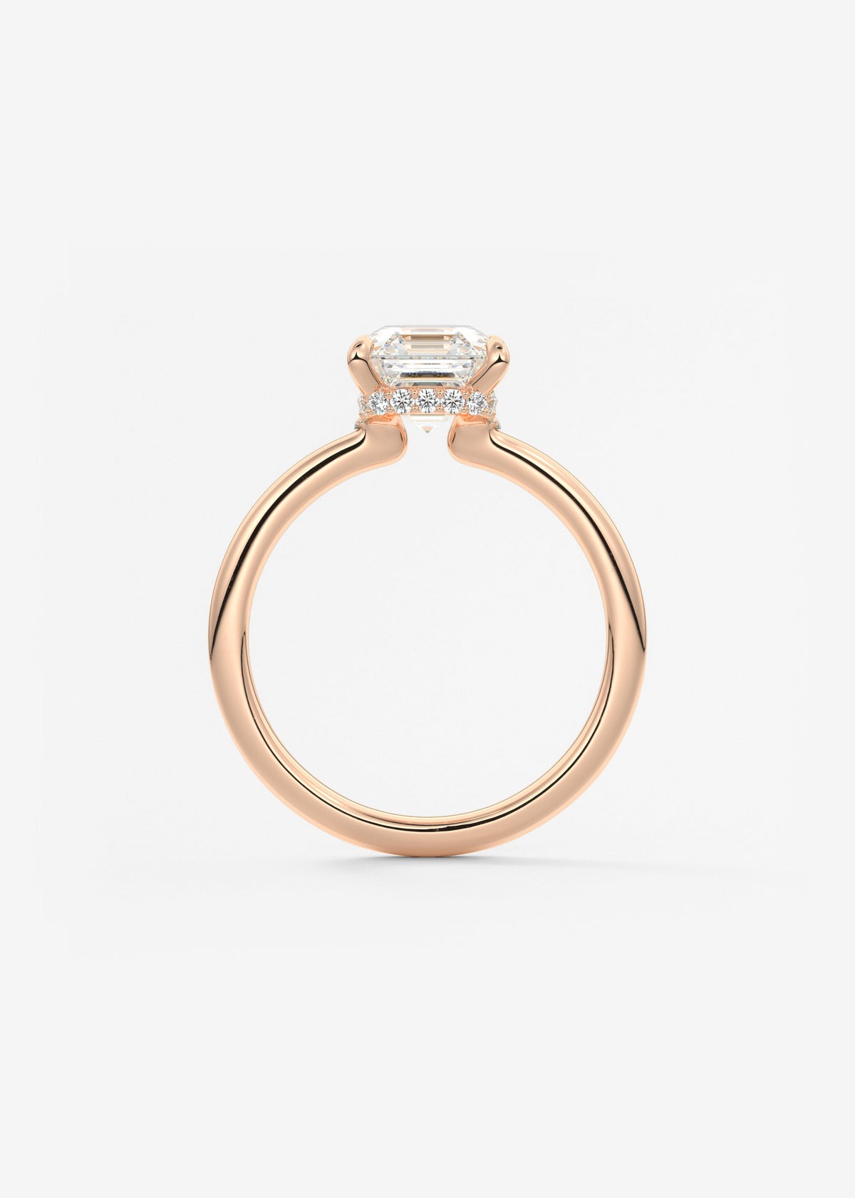 Asscher Hidden Halo Lab Grown Diamond Engagement Ring