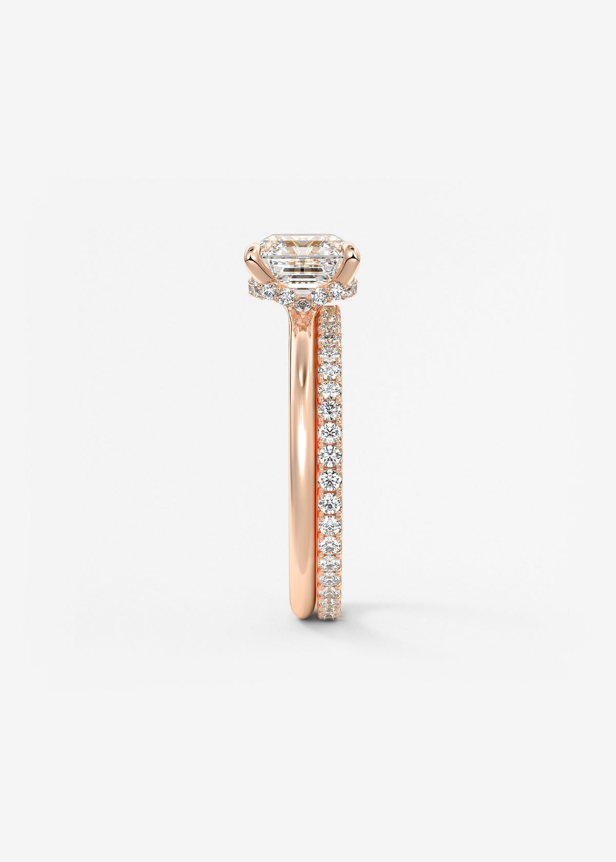 Asscher Hidden Halo Lab Grown Diamond Engagement Ring