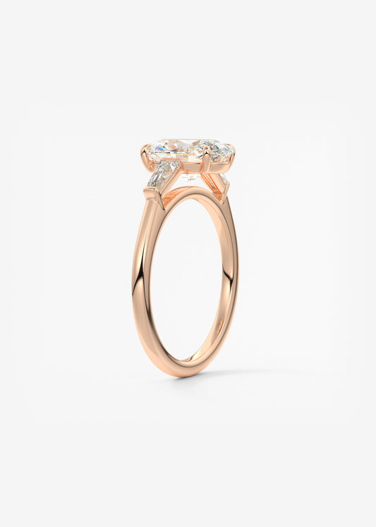 Oval Three Stone Lab Grown Diamond Engagement Ring