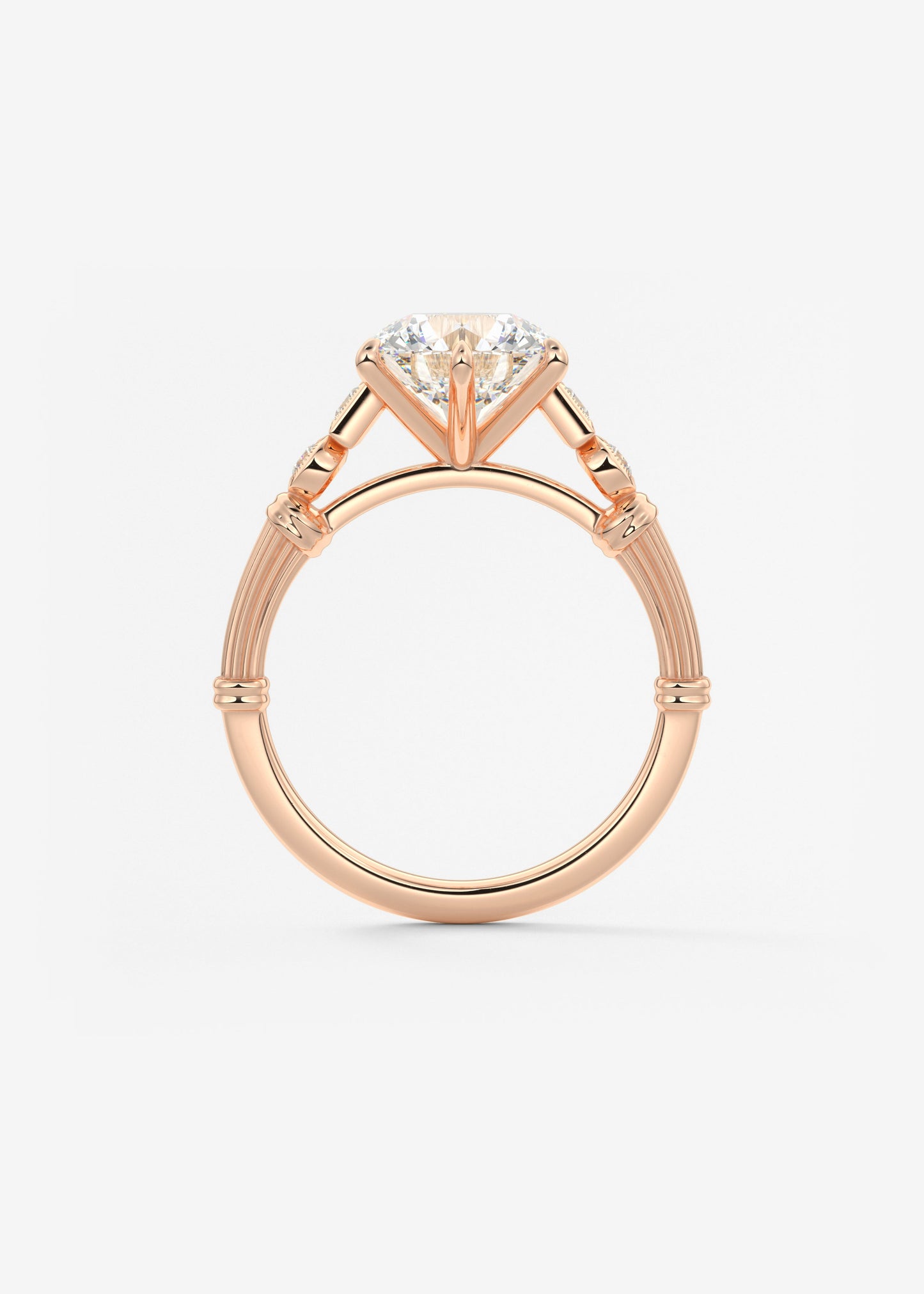 Round Art Deco Lab Grown Diamond Engagement Ring