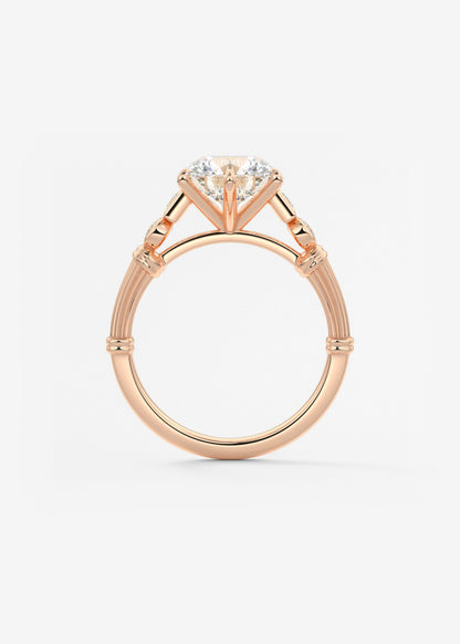 Round Art Deco Lab Grown Diamond Engagement Ring