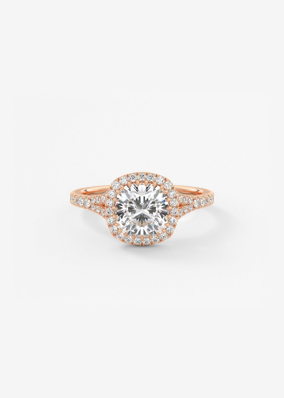 Cushion Halo & Pave , Split Shank Lab Grown Diamond Engagement Ring
