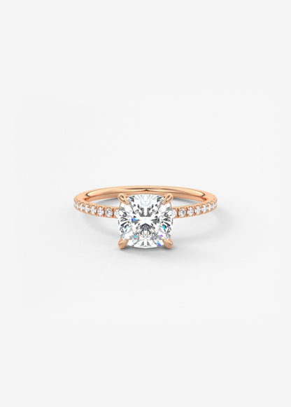 Cushion Pave Lab Grown Diamond Engagement Ring