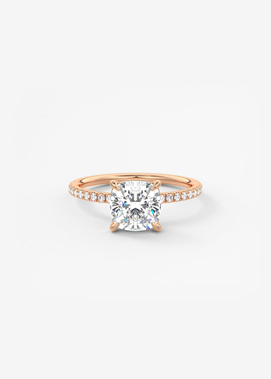 Cushion Pave Lab Grown Diamond Engagement Ring
