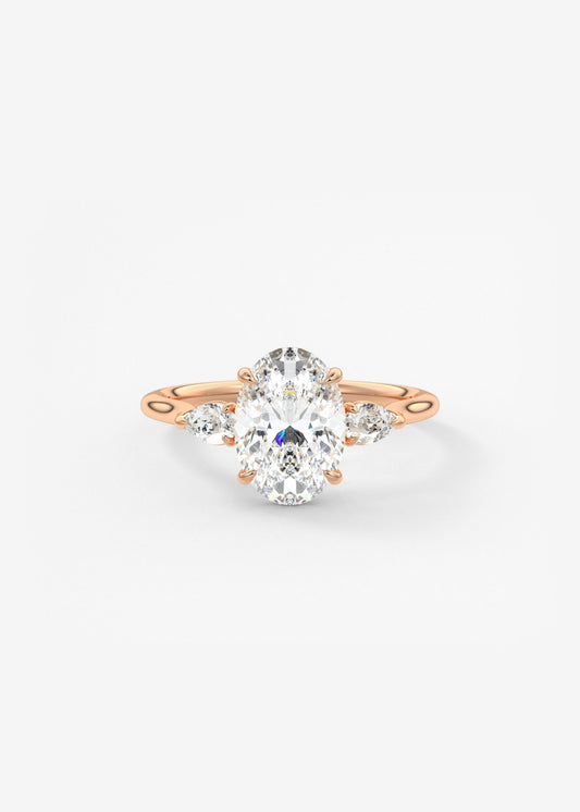 Oval Three Stone Lab Grown Diamond Engagement Ring