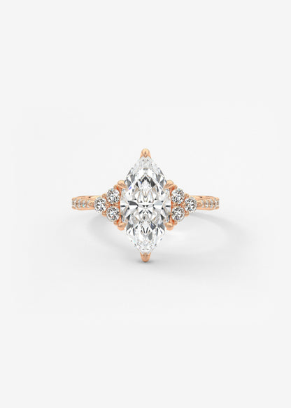 Marquise Cluster Lab Grown Diamond Engagement Ring