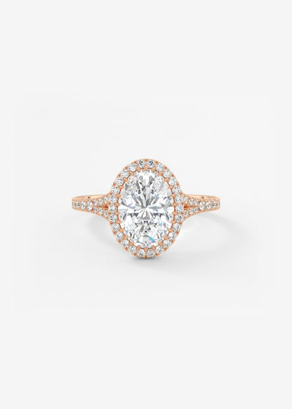 Oval Halo & Pave , Split Shank Lab Grown Diamond Engagement Ring