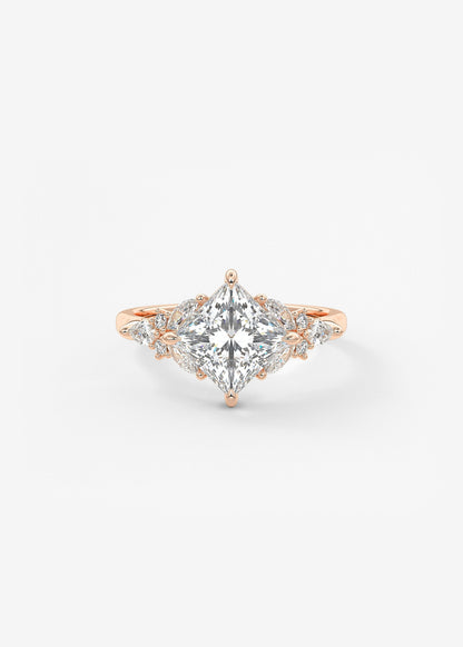 Princess Cluster Lab Grown Diamond Engagement Ring