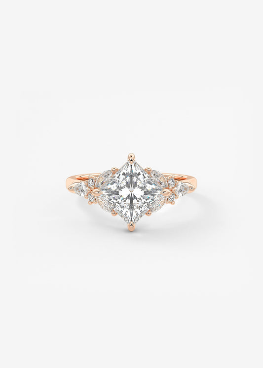 Princess Cluster Lab Grown Diamond Engagement Ring