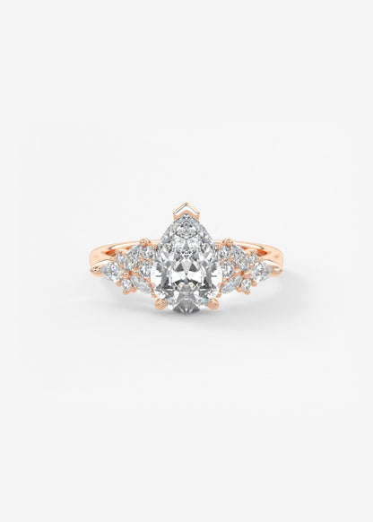 Pear Cluster Lab Grown Diamond Engagement Ring