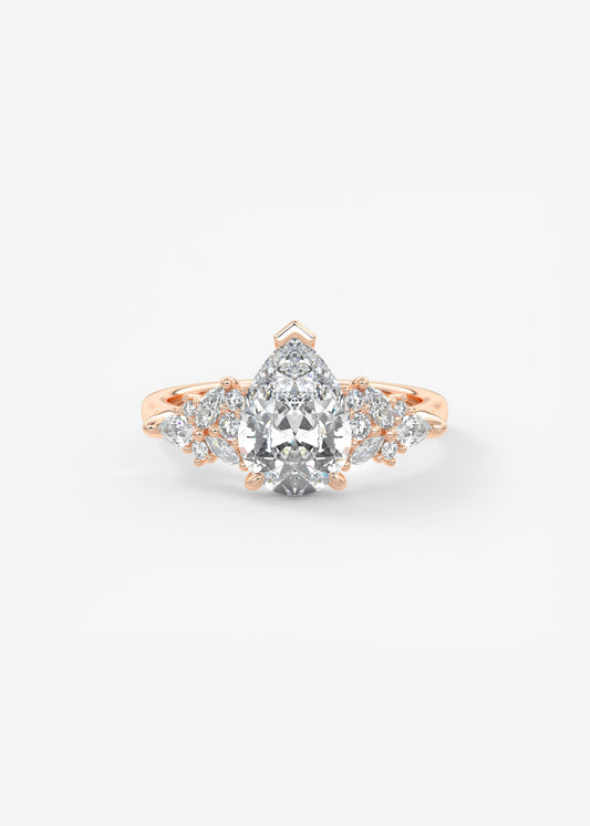 Pear Cluster Lab Grown Diamond Engagement Ring