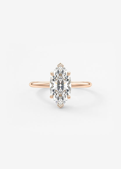 Marquise Hidden Halo Lab Grown Diamond Engagement Ring