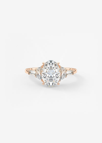Oval Cluster Lab Grown Diamond Engagement Ring