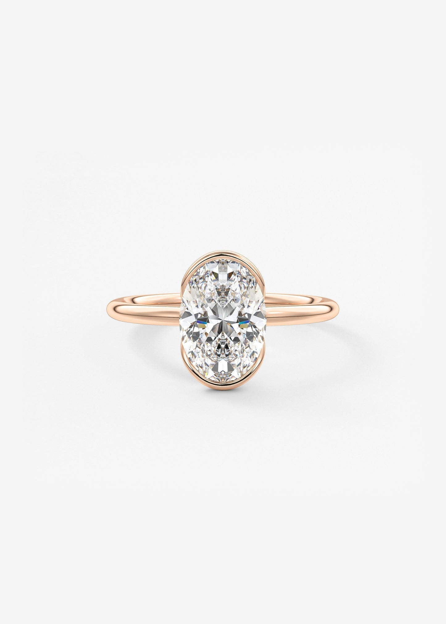 Oval Half Bezel Lab Grown Diamond Engagement Ring