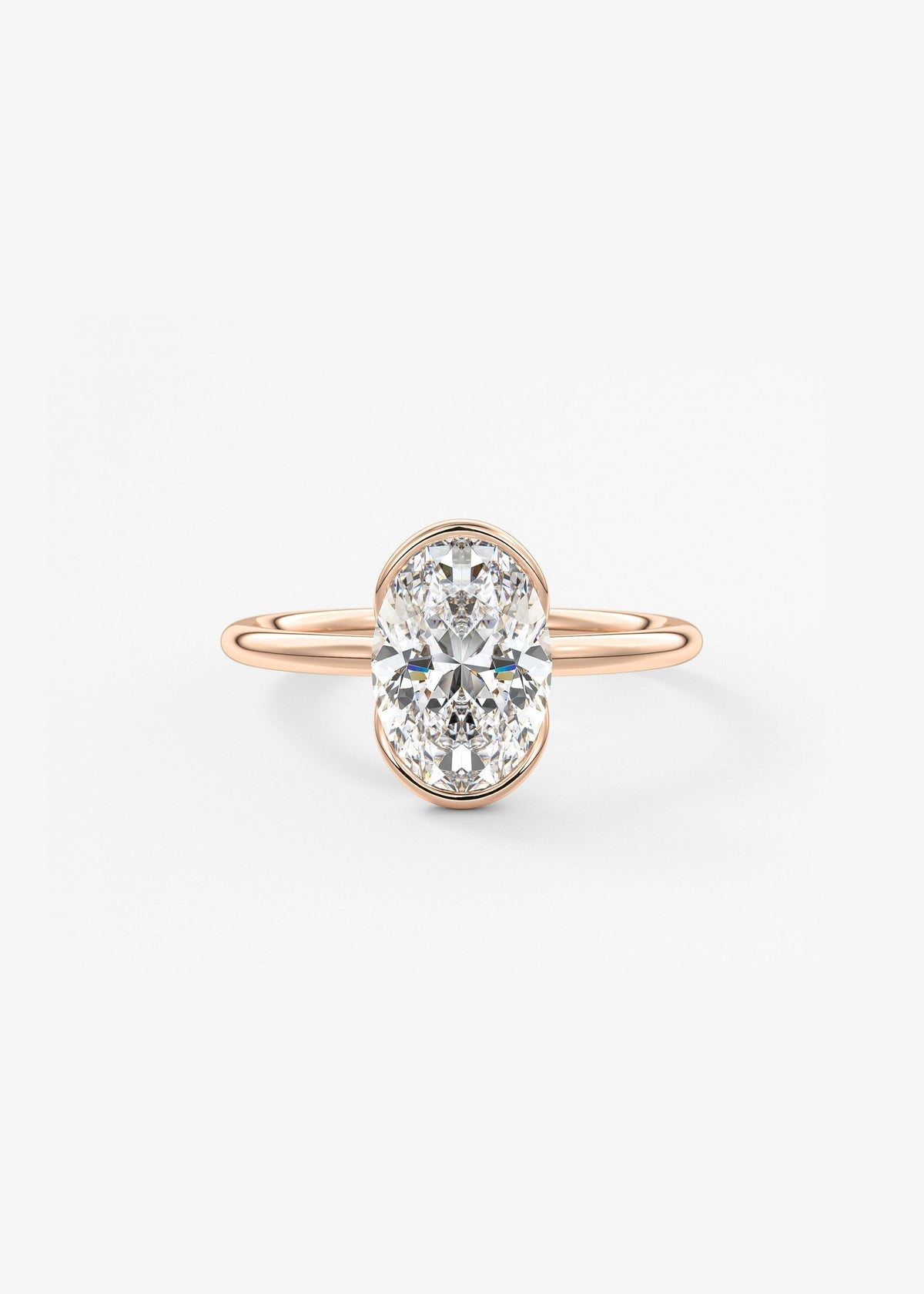 Oval Half Bezel Lab Grown Diamond Engagement Ring