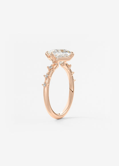 Princess East West Dainty Pave Lab Grown Diamond Engagement Ring