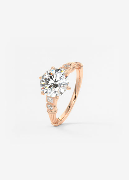 Round Art Deco Lab Grown Diamond Engagement Ring