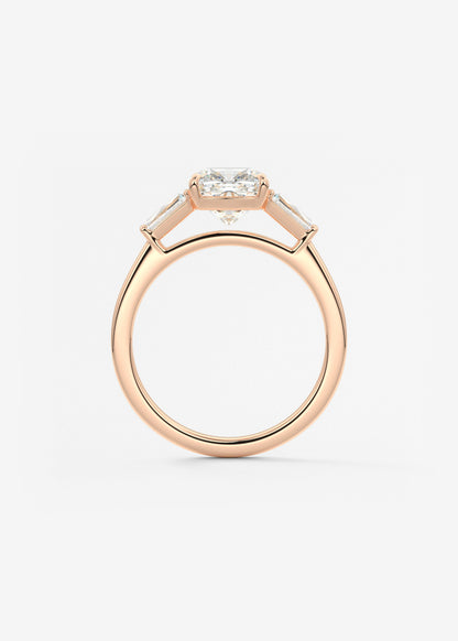 Cushion Three Stone Lab Grown Diamond Engagement Ring