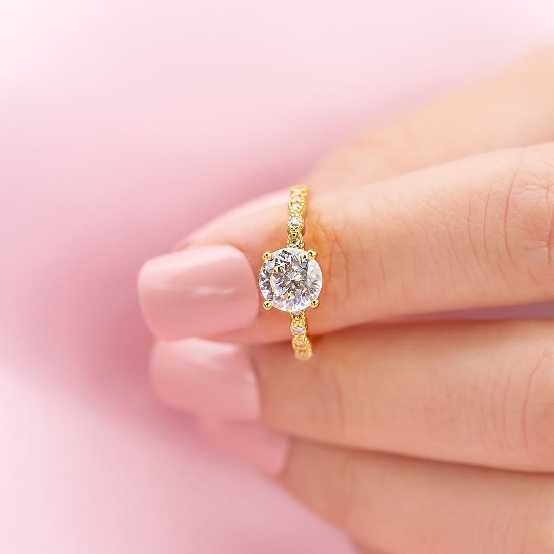 1.80 CT Round Cut Solitaire Moissanite Engagement Ring